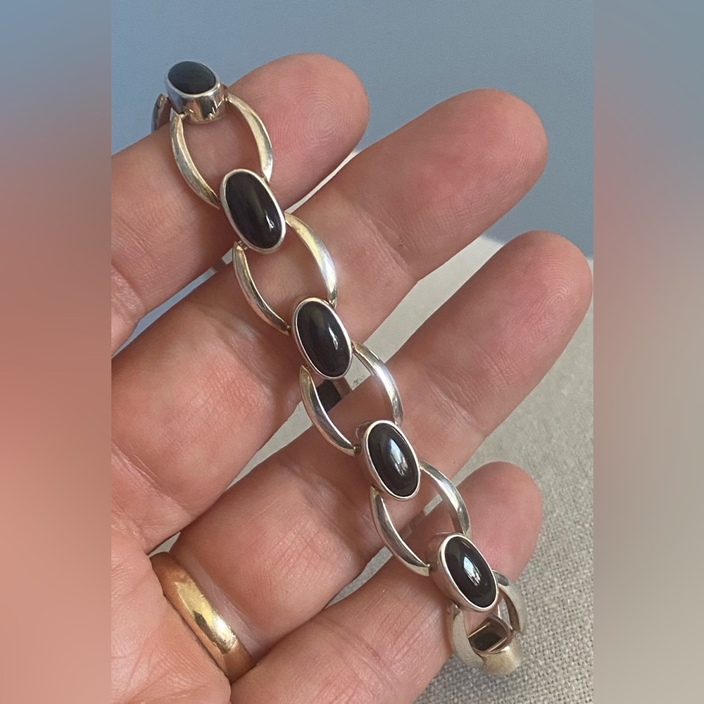 Black Onyx and Sterling Silver Bracelet